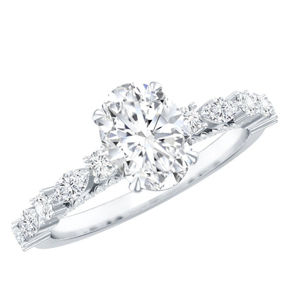 6X8 MM Oval Cut Lab Diamond Solitaire Engagement Ring