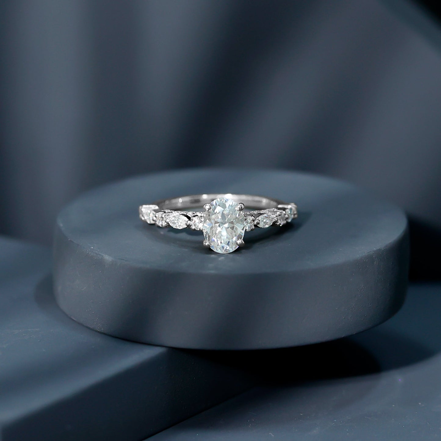 6X8 MM Oval Cut Lab Diamond Solitaire Engagement Ring