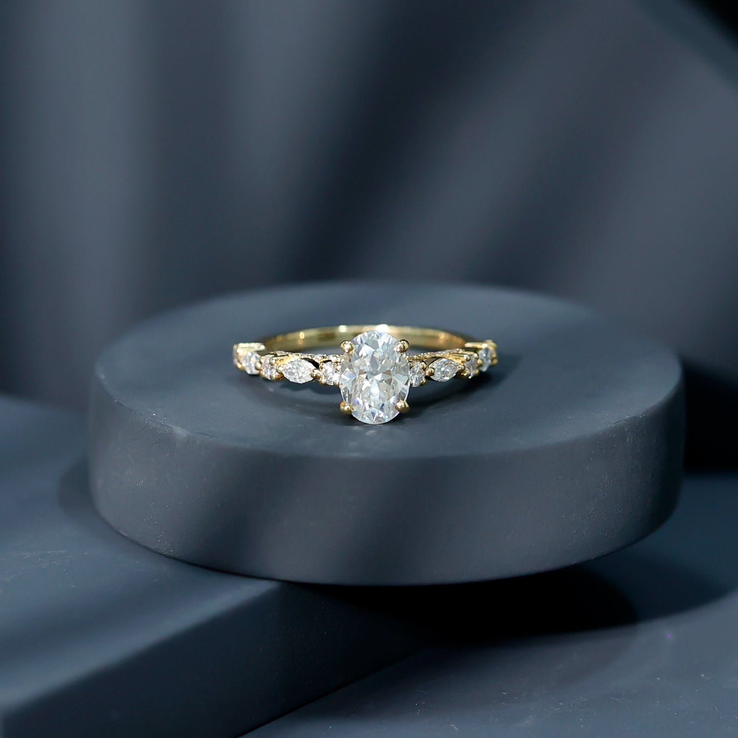 6X8 MM Oval Cut Lab Diamond Solitaire Engagement Ring