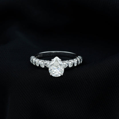 1 CT Pear Cut Lab Grown Diamond Engagement Ring for Women