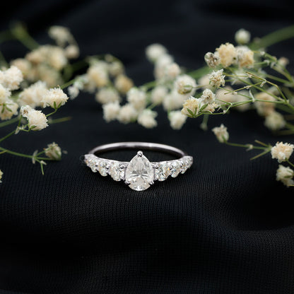 Certified Diamond Teardrop Engagement Ring with Sides Stones