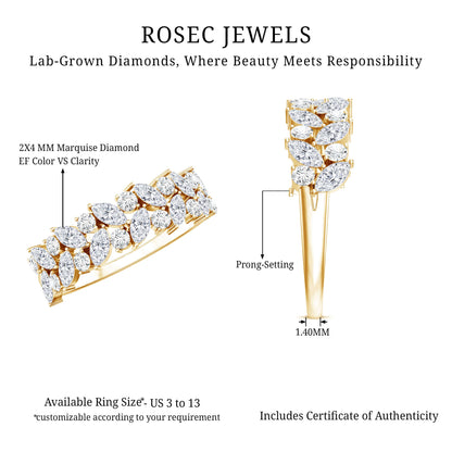 Certified Lab Grown Diamond Cluster Half Eternity Band for Women