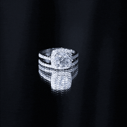 Lab Grown 8 MM Diamond Halo Engagement Ring with Wedding Band