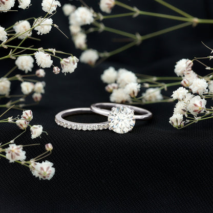 Certified 8 MM Lab Grown Diamond Solitaire Wedding Ring Set