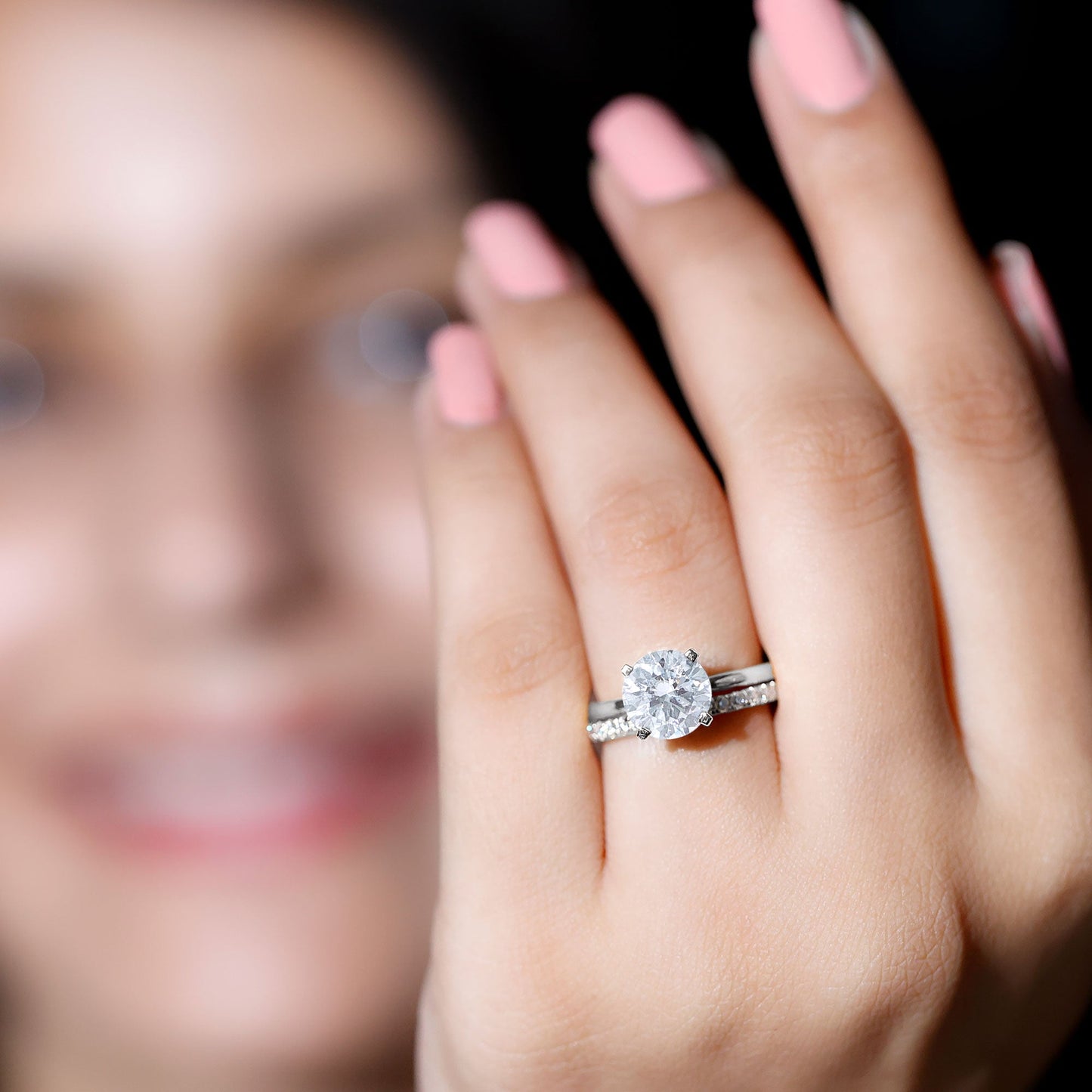 Certified 8 MM Lab Grown Diamond Solitaire Wedding Ring Set