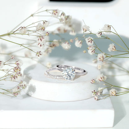 Certified 8 MM Lab Grown Diamond Solitaire Wedding Ring Set