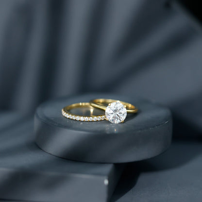 Certified 8 MM Lab Grown Diamond Solitaire Wedding Ring Set