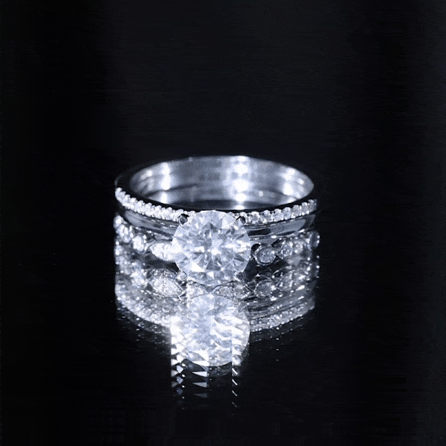 Certified Round Cut Lab Created Diamond 3 Piece Bridal Ring Set