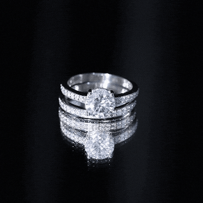 Certified 8 MM Lab Grown Diamond Engagement Ring With Wedding Band