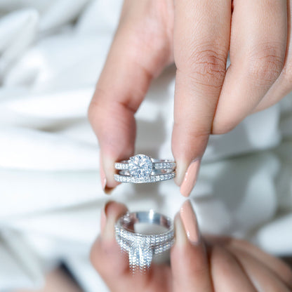 Certified 8 MM Lab Grown Diamond Engagement Ring With Wedding Band