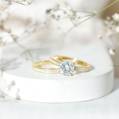 Certified 8 MM Lab Grown Diamond Engagement Ring With Wedding Band