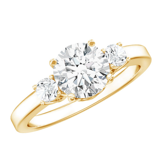 3 Stone Lab Grown Diamond Engagement Ring for Women Rosec Jewels