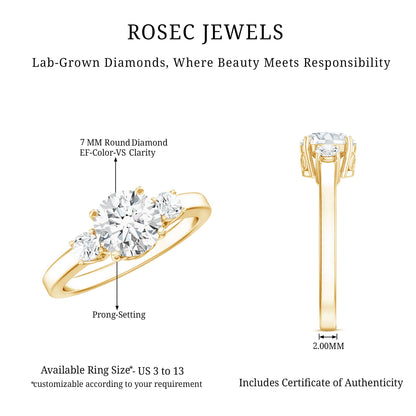 3 Stone Lab Grown Diamond Engagement Ring for Women