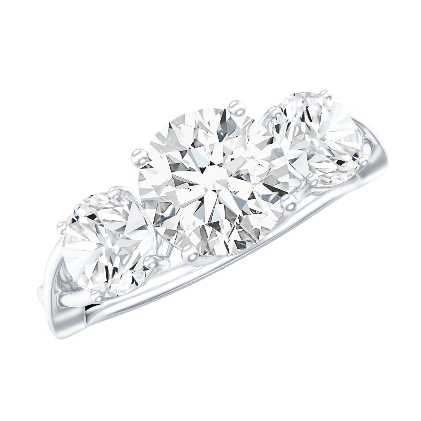 Lab Grown Diamond Three Stone Engagement Ring with Crossover Shank