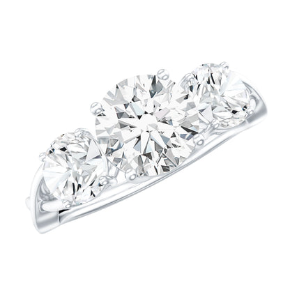 Lab Grown Diamond Three Stone Engagement Ring with Crossover Shank