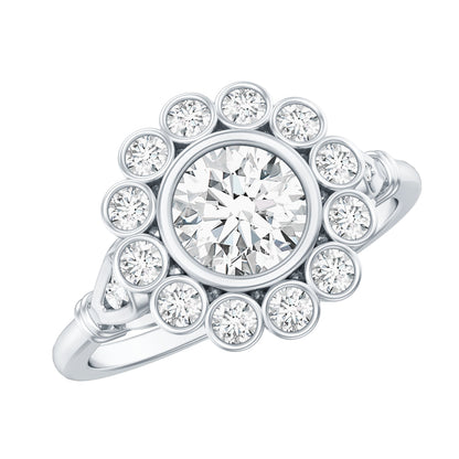 Lab Created Diamond Flower Engagement Ring for Women