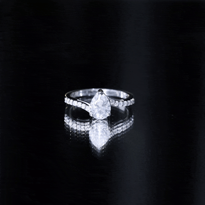 Certified 6X8 MM Pear Cut Lab Created Diamond Teardrop Engagement Ring