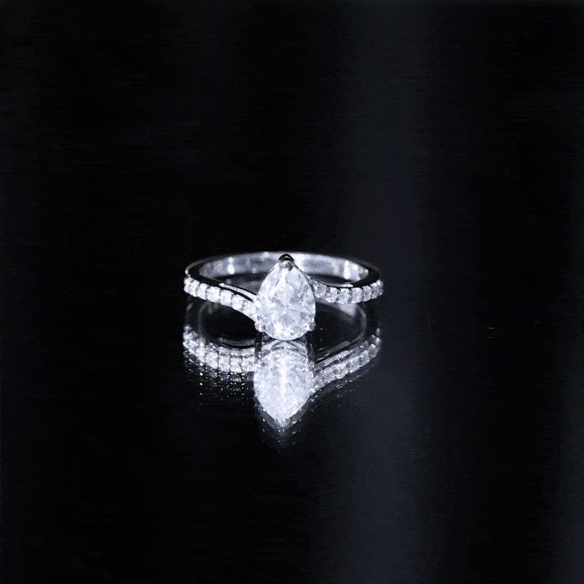 Certified 6X8 MM Pear Cut Lab Created Diamond Teardrop Engagement Ring