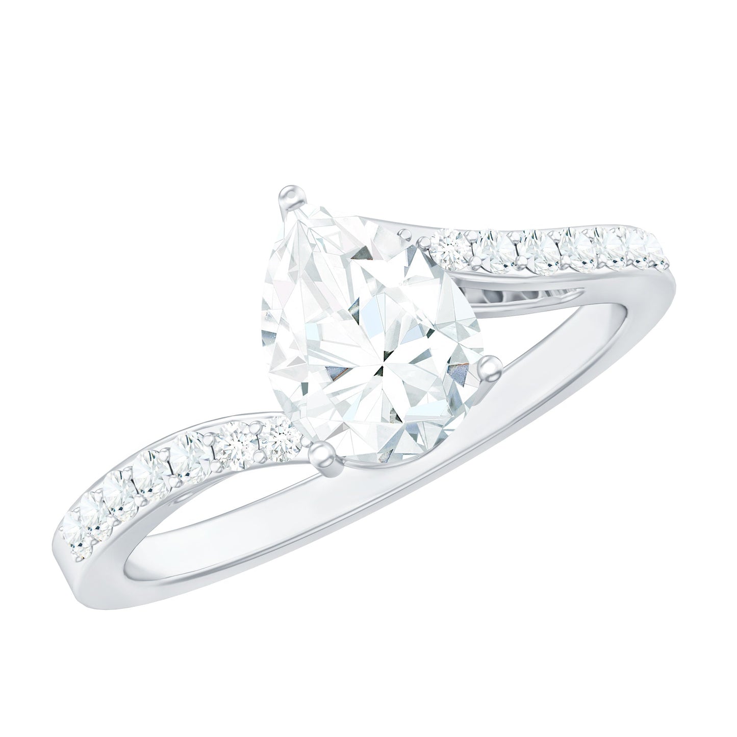Certified 6X8 MM Pear Cut Lab Created Diamond Teardrop Engagement Ring