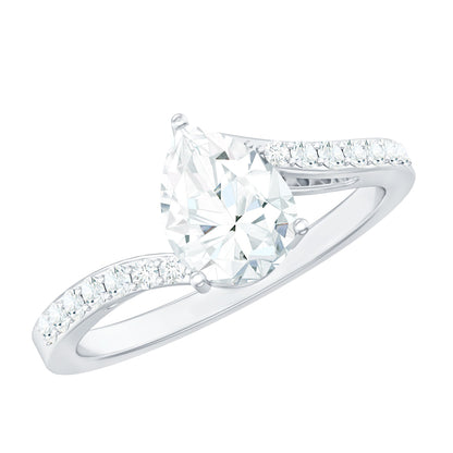 Certified 6X8 MM Pear Cut Lab Created Diamond Teardrop Engagement Ring
