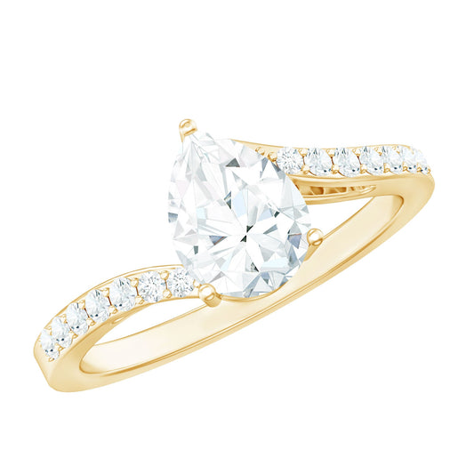 Certified 6X8 MM Pear Cut Lab Created Diamond Teardrop Engagement Ring