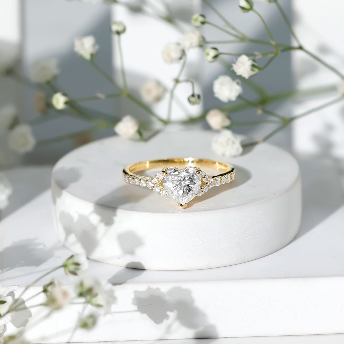 Certified 7mm Diamond Heart Solitaire Ring For Her
