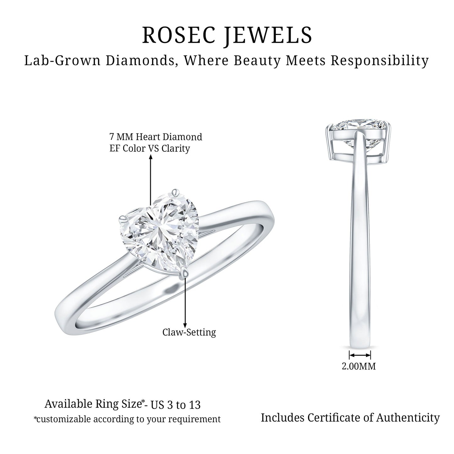 1 Carat Diamond Heart Ring For Women