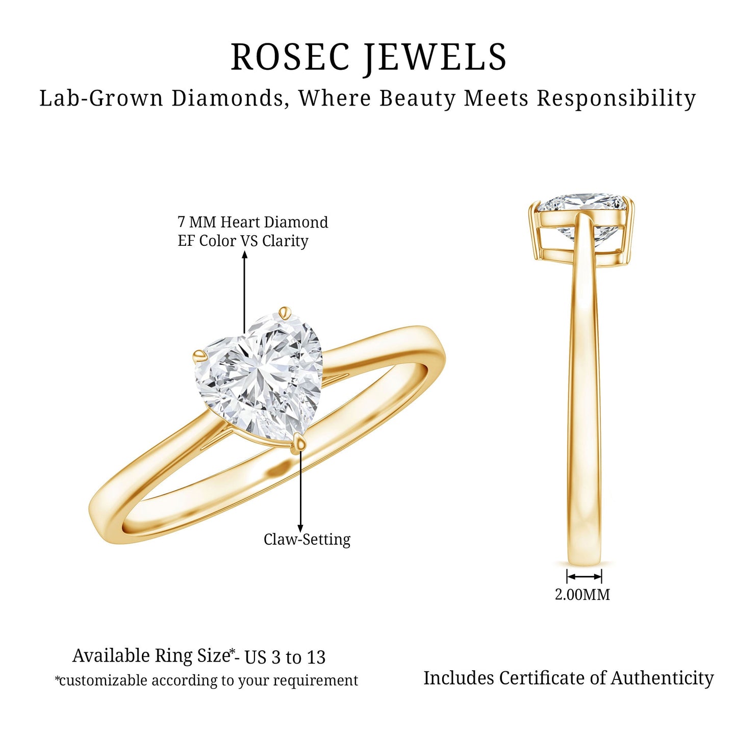 1 Carat Diamond Heart Ring For Women