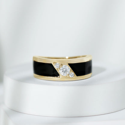 Certified Lab Grown Diamond Mens Wedding Band With Enamel