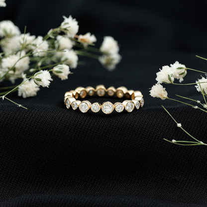 Round Cut Lab Grown Diamond Bezel Set Eternity Band