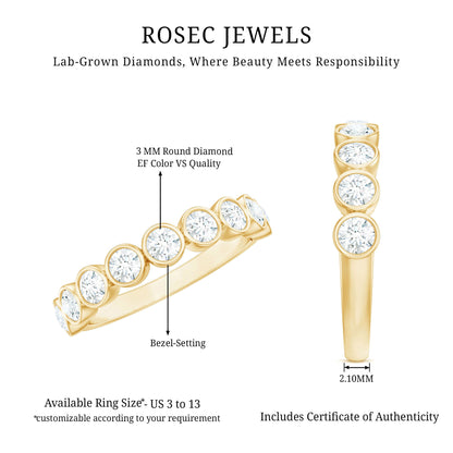 Bezel Set Lab Grown Diamond Semi Eternity Ring for Women