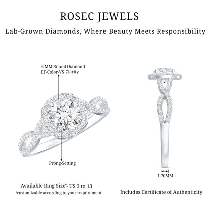 Classic Lab Grown Diamond Criss Cross Engagement Ring