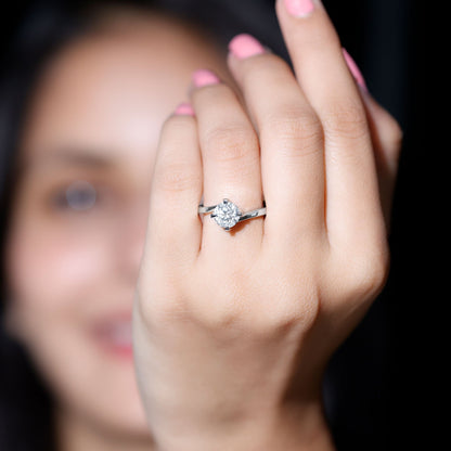 Lab Grown Diamond Engagement Ring With Diagonal 4 Prongs