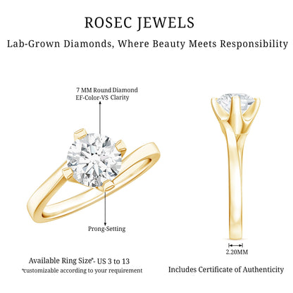 Lab Grown Diamond Engagement Ring With Diagonal 4 Prongs
