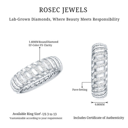 Certified Lab Grown Diamond Wide Wedding Band for Women