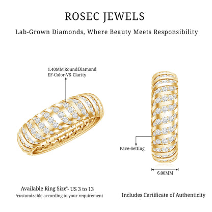 Certified Lab Grown Diamond Wide Wedding Band for Women