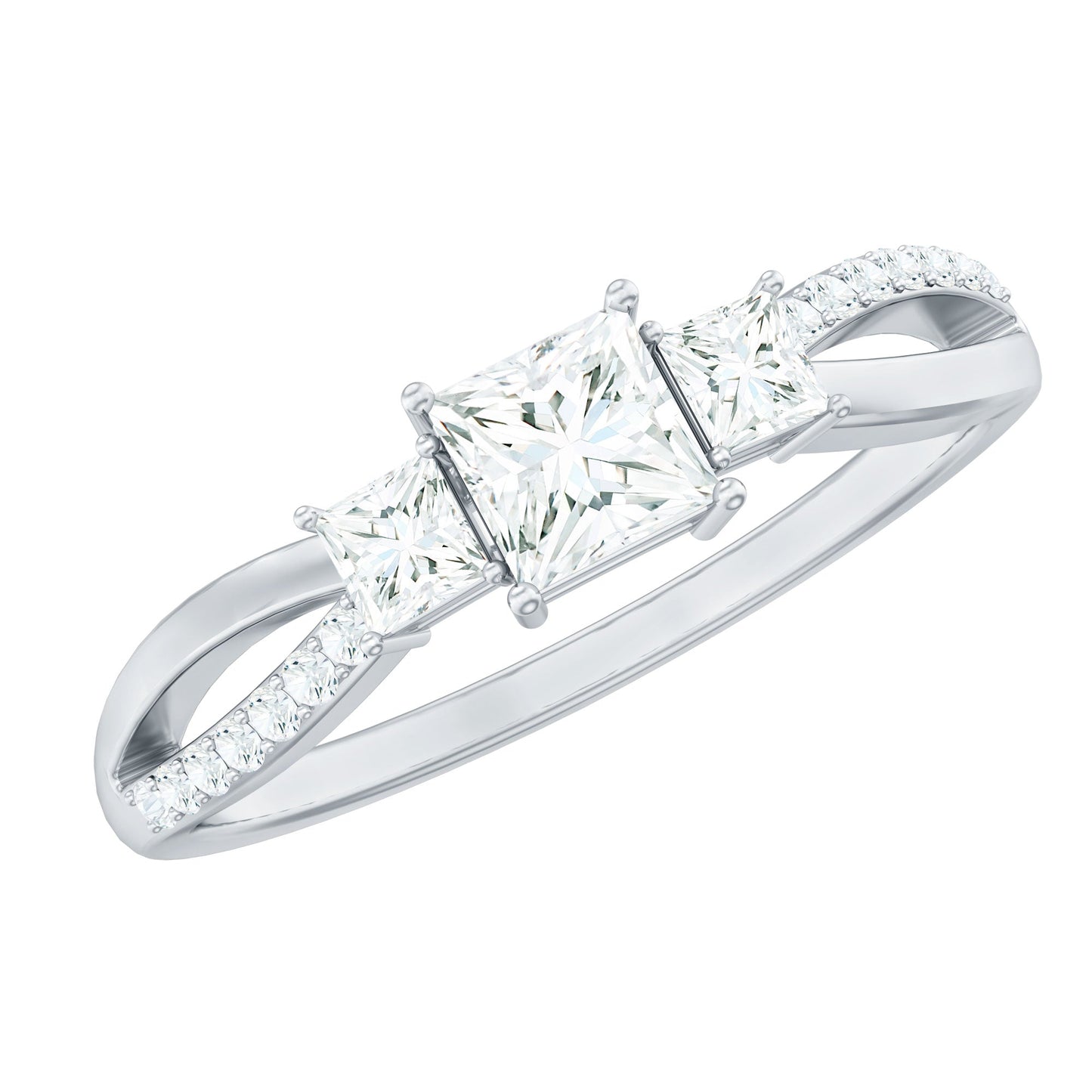 Lab Grown Diamond Three Stone Promise Ring With Split Shank