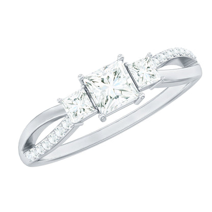 Lab Grown Diamond Three Stone Promise Ring With Split Shank
