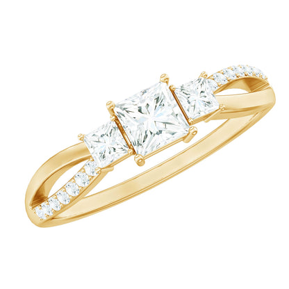 Lab Grown Diamond Three Stone Promise Ring With Split Shank