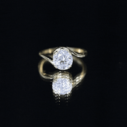 Lab Grown Diamond Bypass Engagement Ring With Diagonal 4 Prong