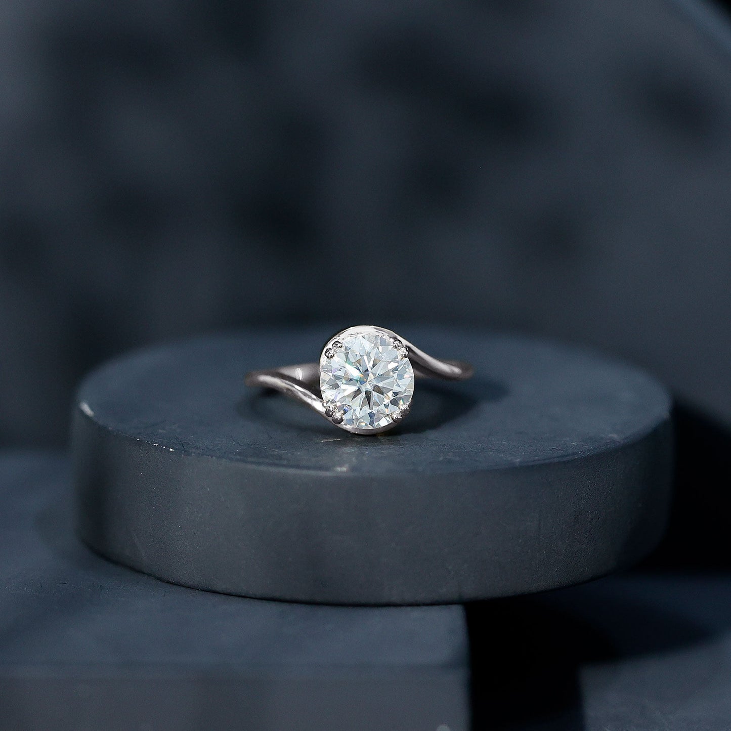 Lab Grown Diamond Bypass Engagement Ring With Diagonal 4 Prong