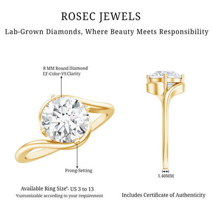 Lab Grown Diamond Bypass Engagement Ring With Diagonal 4 Prong