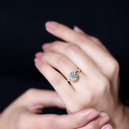 Round Cut Lab Grown Diamond Unique Engagement Ring