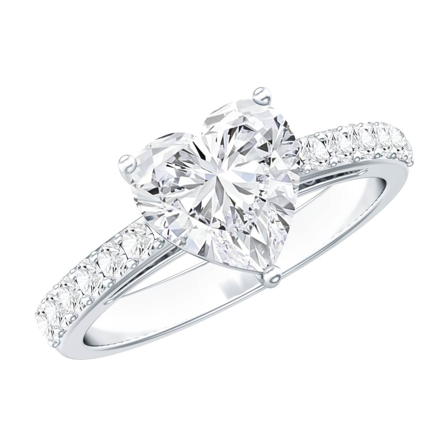 3 Prong Lab Grown Diamond Heart Engagement Ring For Women