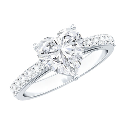 3 Prong Lab Grown Diamond Heart Engagement Ring For Women