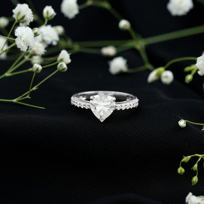 3 Prong Lab Grown Diamond Heart Engagement Ring For Women