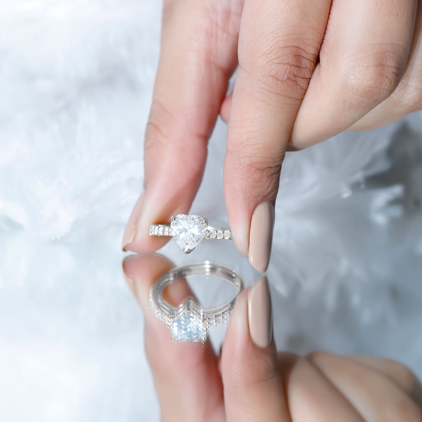 3 Prong Lab Grown Diamond Heart Engagement Ring For Women