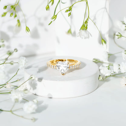 3 Prong Lab Grown Diamond Heart Engagement Ring For Women