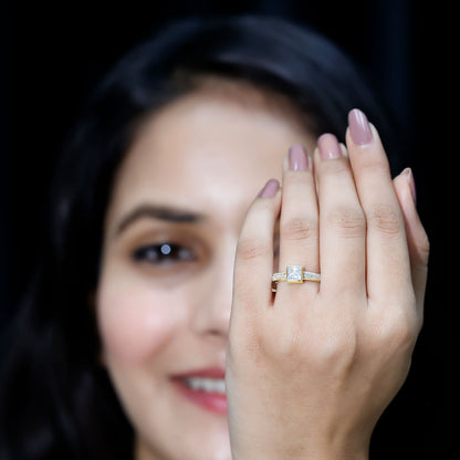 Princess Cut Lab Grown Diamond Bezel Set Engagement Ring