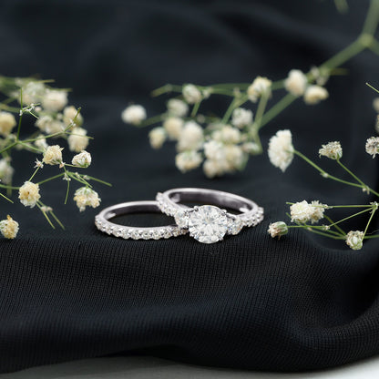 Certified Lab Created Diamond Marriage Ring Set